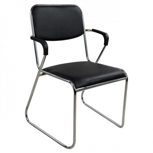 Καρέκλα επισκέπτου με μπράτσα σε μαύρο χρώμα