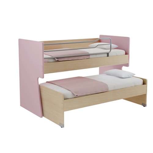 Κουκέτα κρεβάτι χαμηλή ρόζ 97x128x208 για στρώμα 90x200 εκ.